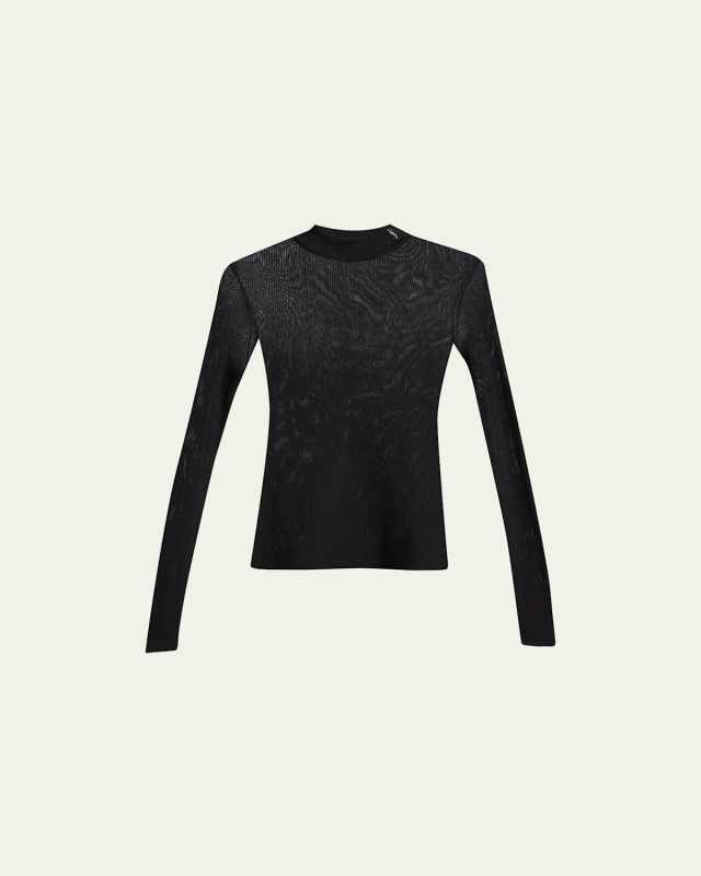 Ribbed Silk Sweater w/ YSL Monogr